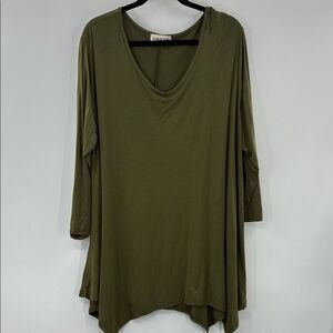 3For$20 Larace  Olive Green Women's Longsleeve asymmetrical Tunic size: 4X